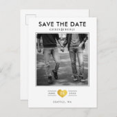 Gold Heart LGBTQ Save the Date with Photo Briefkaart (Voorkant / Achterkant)