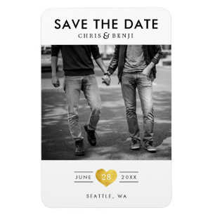 Gold Heart LGBTQ Save the Date with Photo Magneet