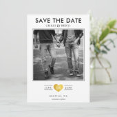 Gold Heart LGBTQ Sparen de Datum met Foto Save The Date (Staand voorkant)