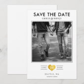 Gold Heart LGBTQ Sparen de Datum met Foto Save The Date (Voorkant / Achterkant)