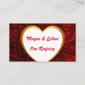 Gold Heart Lijst Afbeelding en Red Fabric Registry Informatiekaartje (Voorkant)