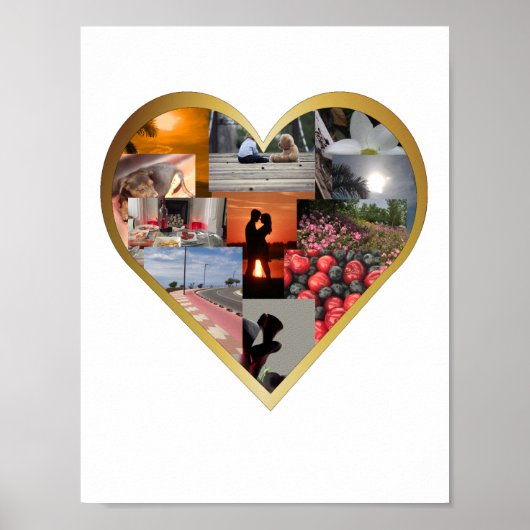 Gold Heart Lijst Foto Collage Poster (Voorkant)