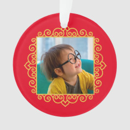 Gold Heart Lijst Foto op persoonlijke titel - Kers Ornament