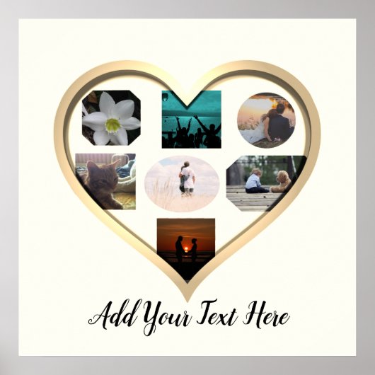 Gold Heart Lijst Photo Collage Poster (Voorkant)