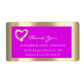 Gold Heart Lijst Roze Fuchsia Event RSVP Etiket (Voorkant)