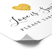 Gold Heart Love is Sweet Wedding Dessert Bar Sign Poster (Hoek)