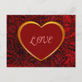 Gold Heart Love Lijst met Red Fabric Briefkaart (Voorkant)