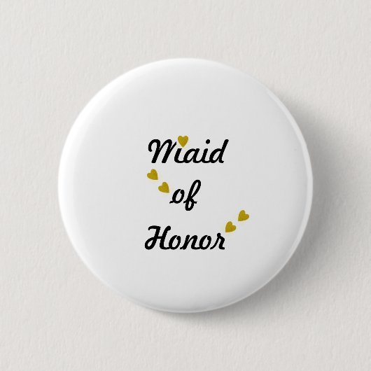 Gold Heart Maid of Honor Ronde Button 5,7 Cm (Voorkant)