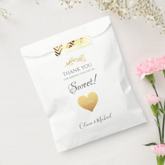 Gold Heart Make Day Sweet Wedding Bedankzakje (Gezegeld)
