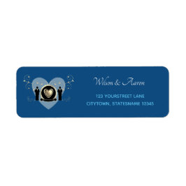 Gold Heart Male Wedding Classic Blue Etiket