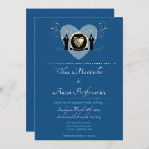 Gold Heart Male Wedding Classic Blue