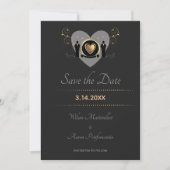 Gold Heart Male Wedding | Datum opslaan Save The Date (Voorkant)
