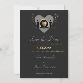 Gold Heart Male Wedding | Datum opslaan Save The Date