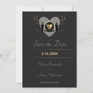 Gold Heart Male Wedding   Datum opslaan Save The Date