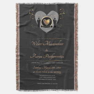 Gold Heart Male Wedding Invite Keepomwille Deken