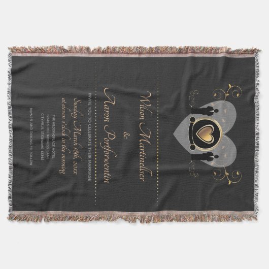 Gold Heart Male Wedding Invite Keepomwille Deken (Voorkant)
