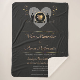 Gold Heart Male Wedding Invite Keepomwille Sherpa Deken