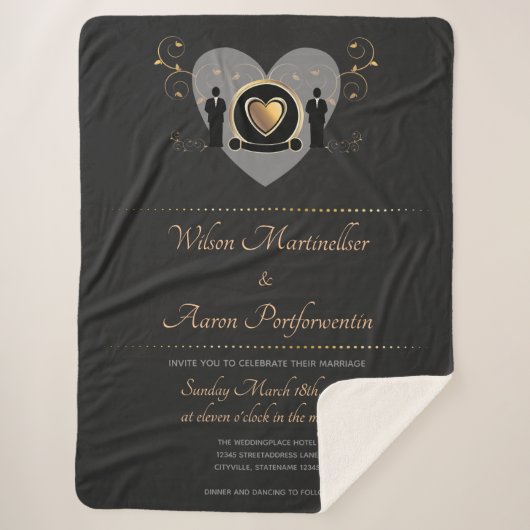 Gold Heart Male Wedding Invite Keepomwille Sherpa Deken (Voorkant)