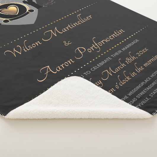 Gold Heart Male Wedding Invite Keepomwille Sherpa Deken (3/4)