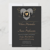 Gold Heart Male Wedding | Uitnodiging (Voorkant)