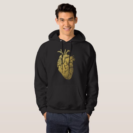 Gold Heart Mannen Hooded Sweatshirt (Voorkant volledig)