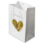 Gold Heart Medium Cadeauzakje (Voorkant Gekanteld)