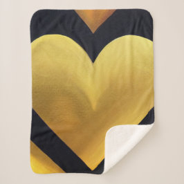 Gold Heart met Donkere achtergrond Sherpa Blanket Deken