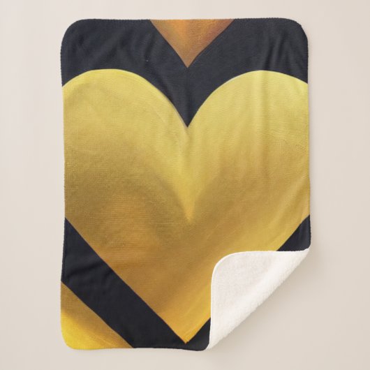 Gold Heart met Donkere achtergrond Sherpa Blanket Sherpa Deken (Voorkant)