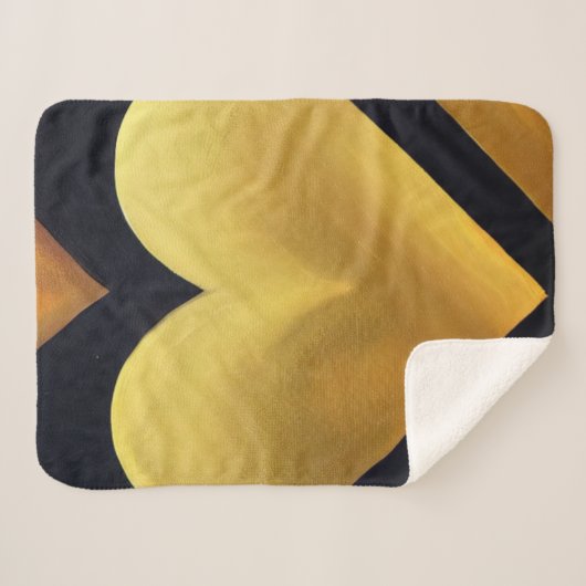 Gold Heart met Donkere achtergrond Sherpa Blanket Sherpa Deken (Voorkant (horizontaal))