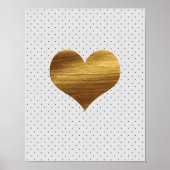 Gold Heart met zwarte en witte pooldots afdrukken Poster (Voorkant)