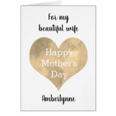 Gold Heart-Moederdag kaart voor vrouw (Voorkant)