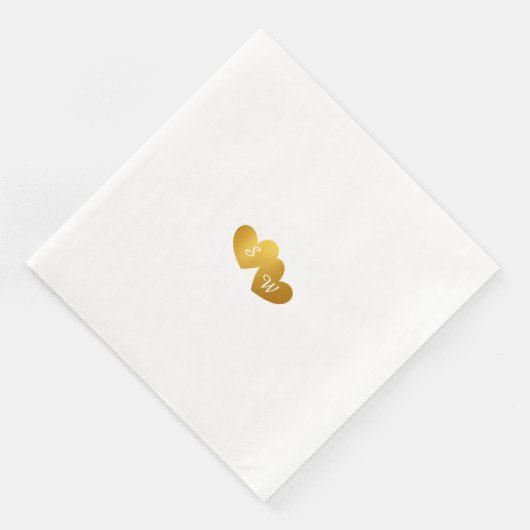 Gold Heart Monogram Initialen Servet (Hoek)