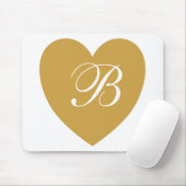 Gold Heart Monogram Mousepad Muismat (Met muis)