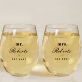 Gold Heart Mr en Mrs Pas getrouwd Gift Wijnglas Zonder Voet