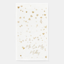 Gold Heart “Mr & Mrs” Wedding Napkins