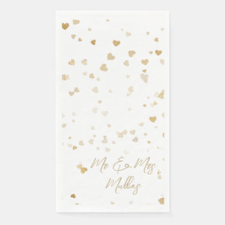 Gold Heart “Mr & Mrs” Wedding Napkins Servet