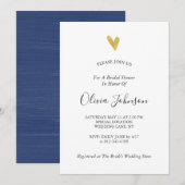 Gold Heart Navy Blue Vrijgezellenfeest Kaart (Voorkant / Achterkant)