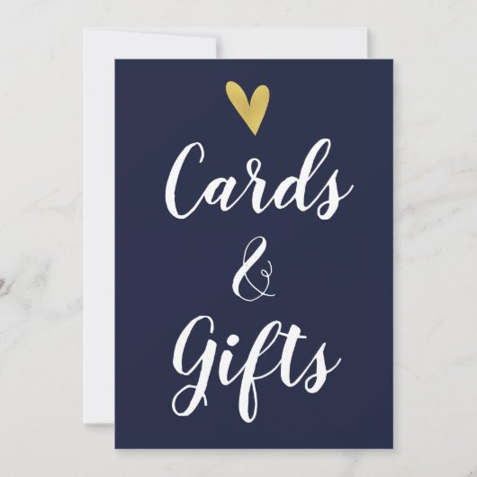 Gold Heart | Navy Kaarten & Gifts Sign (Voorkant)
