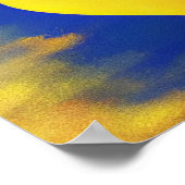 Gold Heart op Cyaan Background Poster (Hoek)