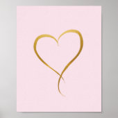 Gold Heart op roze achtergrond - Art Print (Voorkant)
