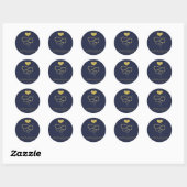 Gold Heart Ornament | Navy Wedding Sticker (Vel)