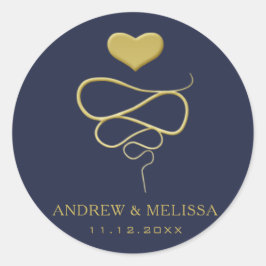 Gold Heart Ornament | Navy Wedding Sticker