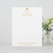 Gold Heart Ornament | Weddenschap Planner Letterhe Briefhoofd Sjabloon (Staand voorkant)
