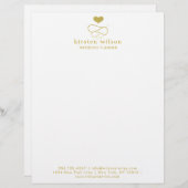 Gold Heart Ornament | Weddenschap Planner Letterhe Briefhoofd Sjabloon (Voorkant / Achterkant)