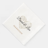 Gold Heart Paper Napkin met persoonlijke namen Servet (Hoek)