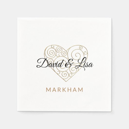 Gold Heart Paper Napkin Servet (Voorkant)