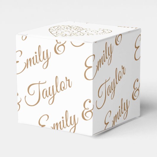 Gold Heart Pas getrouwd Names Wedding Favor Box Bedankdoosjes (Voorkant Zijde)