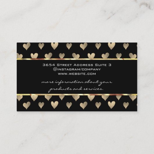 Gold Heart Pattern Visitekaartje (Achterkant)