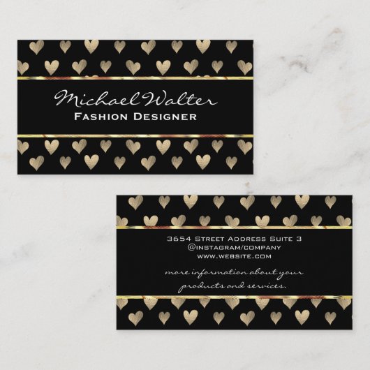 Gold Heart Pattern Visitekaartje (Voorkant / Achterkant)