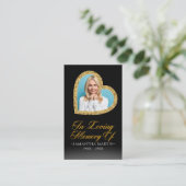 Gold Heart Photo Funeral Prayer Kaart Visitekaartje (Staand voorkant)